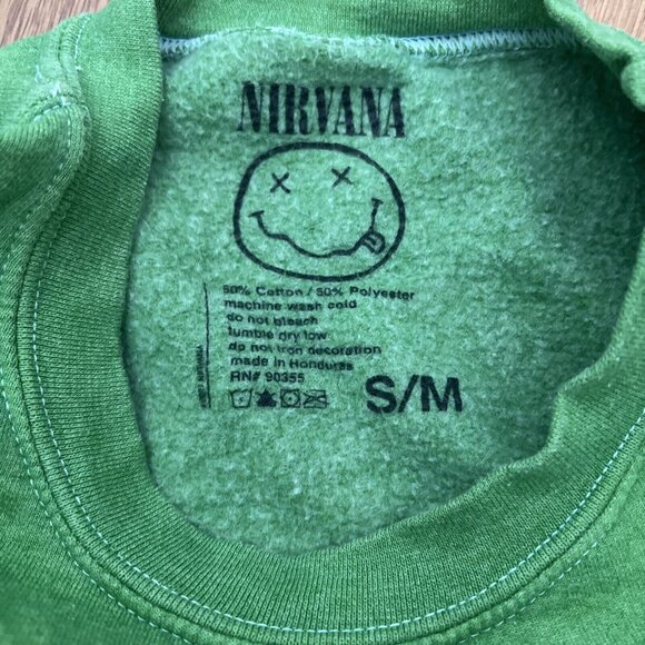 Nirvana Nevermind Smiley Over-dye Grunge Crewneck S/M - Picture 3 of 5